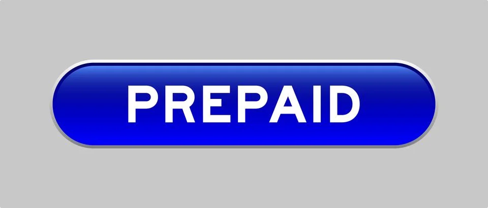 Blue color capsule shape button with word prepaid on gray background Stock Illustration