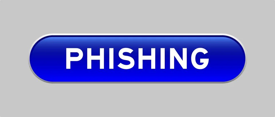 Blue color capsule shape button with word phishing on gray background Illustrazione stock