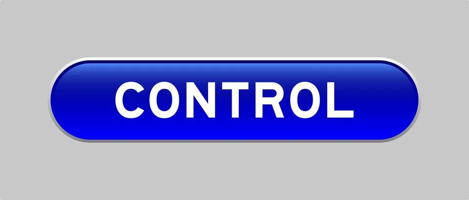 Blue color capsule shape button with word control on gray background Illustrazione stock