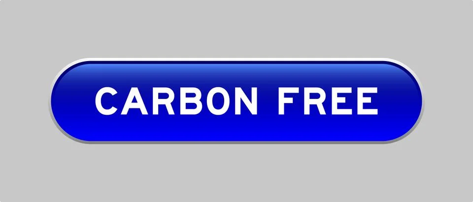 Blue color capsule shape button with word carbon free on gray background Stock Illustration