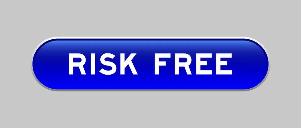 Blue color capsule shape button with word risk free on gray background Stock Illustration