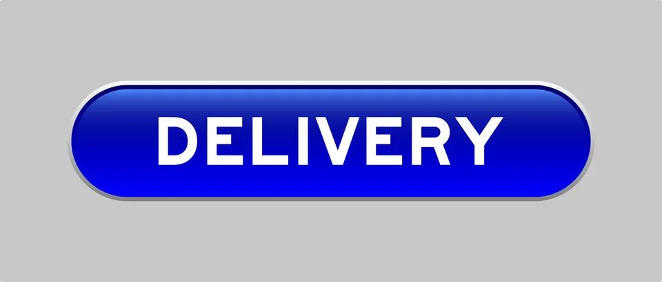 Blue color capsule shape button with word delivery on gray background 스톡 일러스트