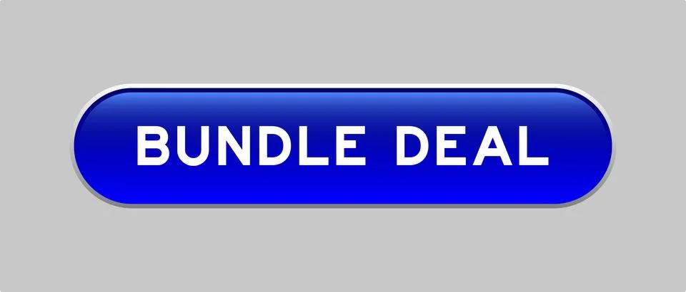 Blue color capsule shape button with word bundle deal on gray background Stock Illustration