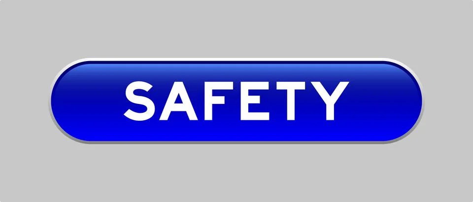 Blue color capsule shape button with word safety on gray background Illustrazione stock
