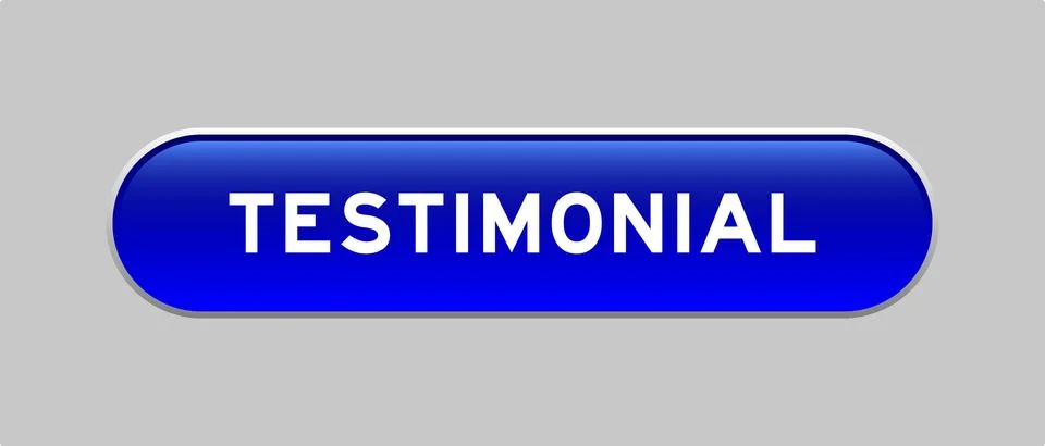Blue color capsule shape button with word testimonial on gray background 스톡 일러스트