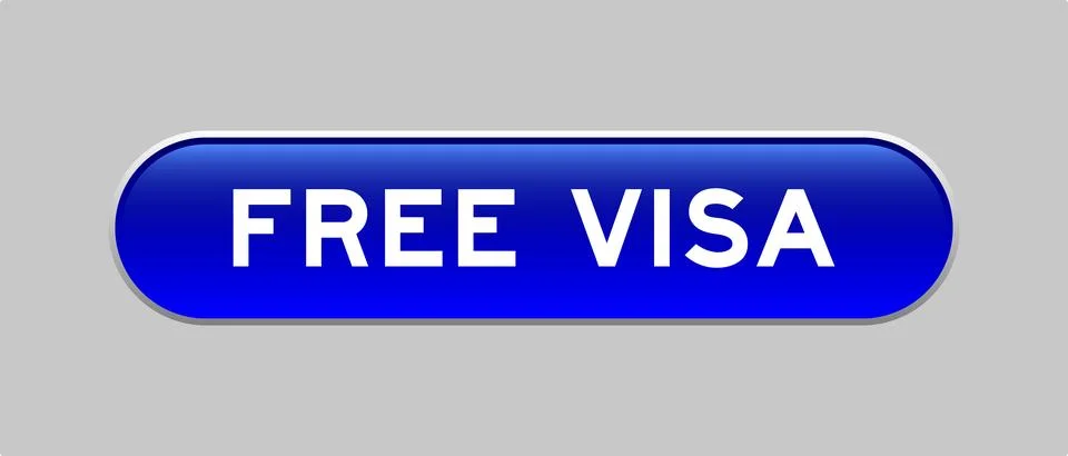 Blue color capsule shape button with word free visa on gray background イラスト素材
