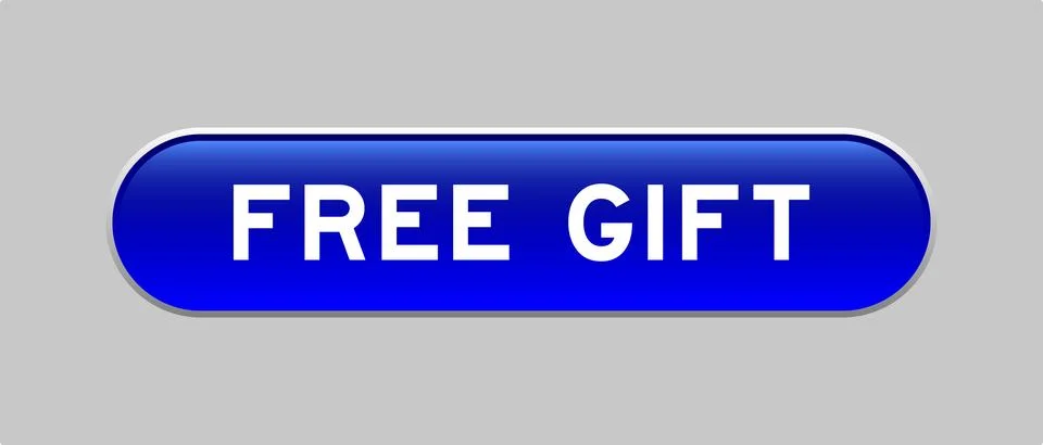 Blue color capsule shape button with word free gift on gray background 스톡 일러스트