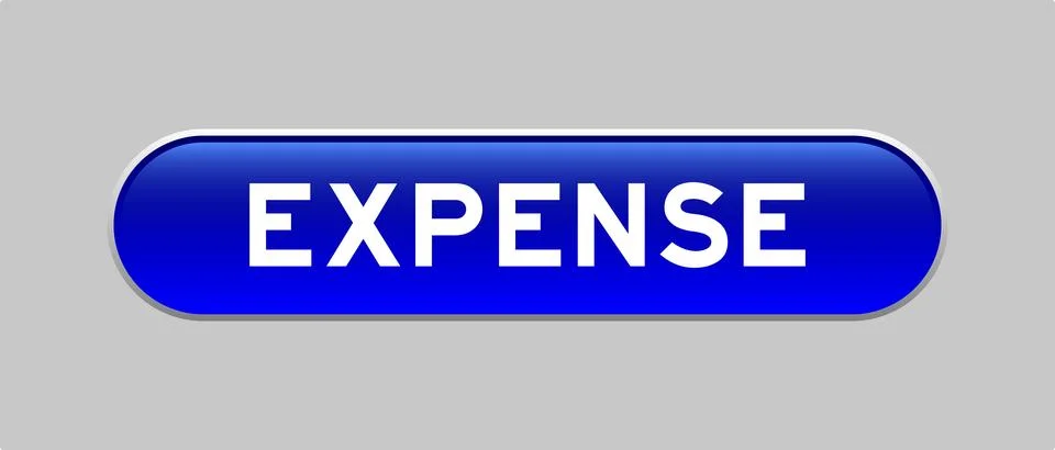 Blue color capsule shape button with word expense on gray background Illustrazione stock