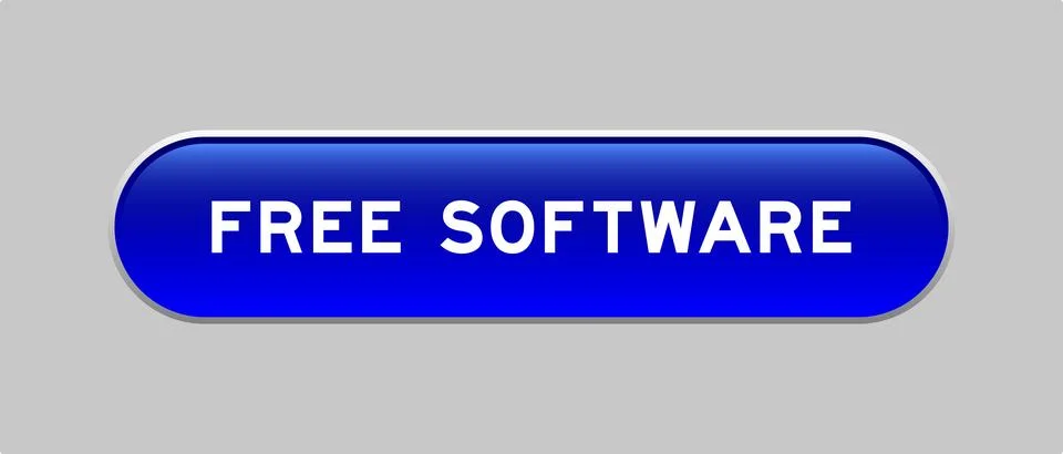 Blue color capsule shape button with word free software on gray background Illustrazione stock