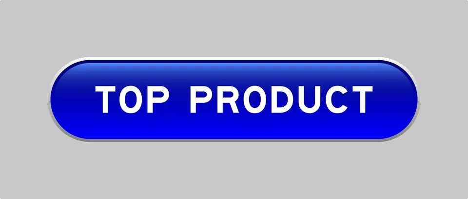 Blue color capsule shape button with word top product on gray background Illustrazione stock