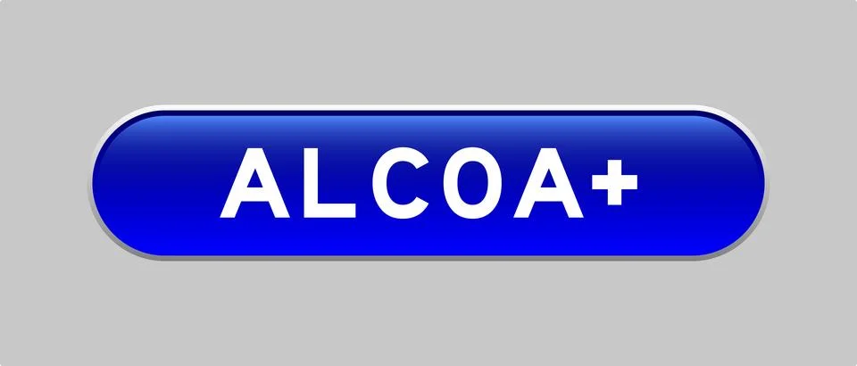 Blue color capsule shape button with word ALCOA (Abbreviation of Attributab.. Stock Illustration