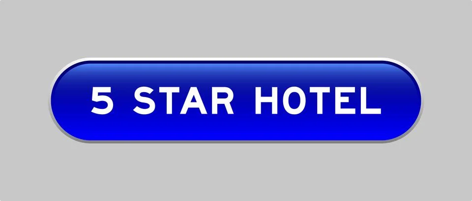 Blue color capsule shape button with word 5 star hotel on gray background Illustrazione stock