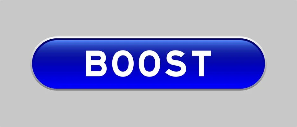 Blue color capsule shape button with word boost on gray background Illustrazione stock