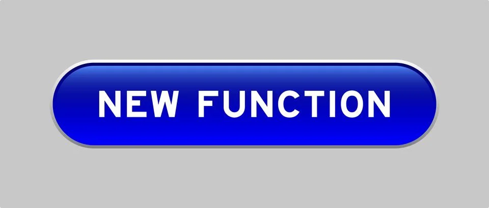 Blue color capsule shape button with word new function on gray background Illustrazione stock