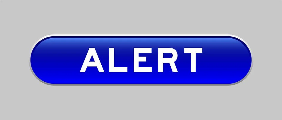 Blue color capsule shape button with word alert on gray background Illustrazione stock