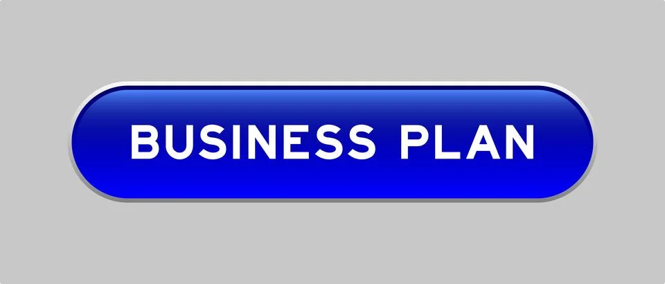 Blue color capsule shape button with word business plan on gray background 스톡 일러스트