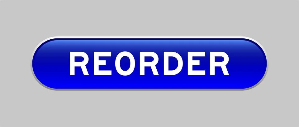 Blue color capsule shape button with word reorder on gray background Illustrazione stock