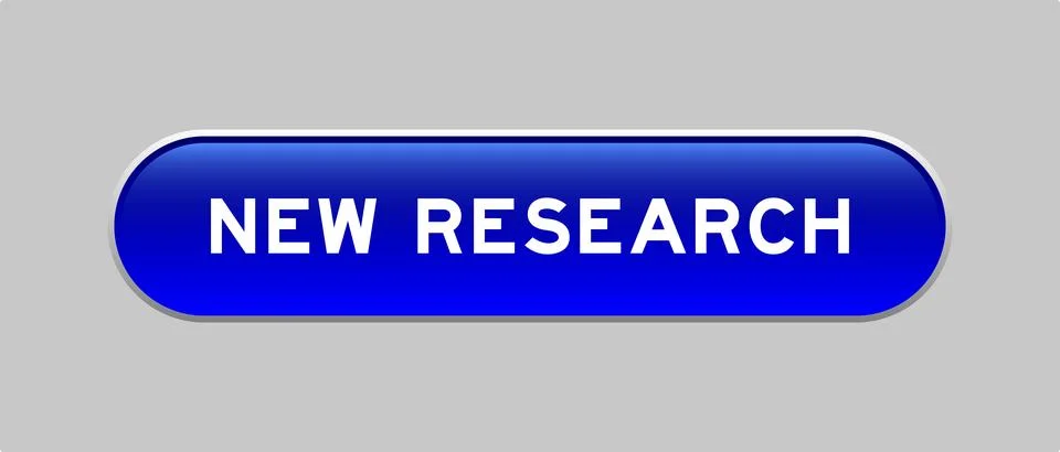 Blue color capsule shape button with word new research on gray background Stock Illustration
