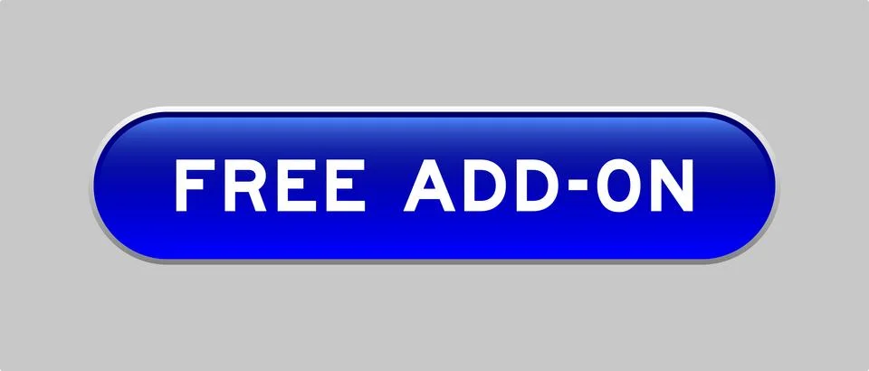Blue color capsule shape button with word free add-on on gray background Illustrazione stock