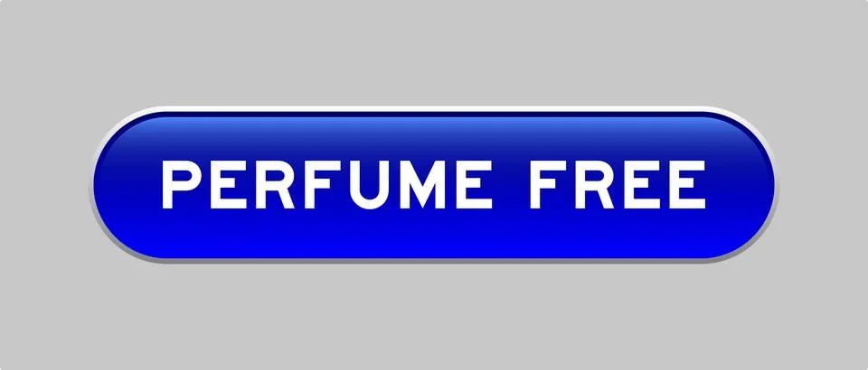 Blue color capsule shape button with word perfume free on gray background Illustrazione stock