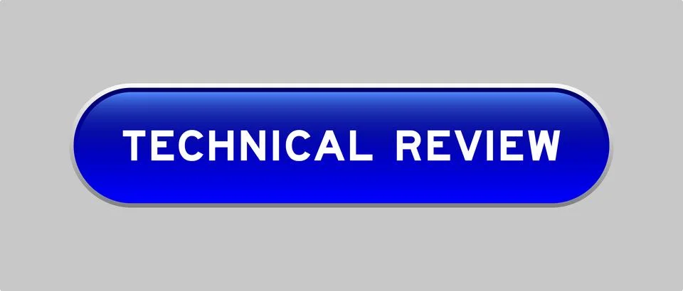 Blue color capsule shape button with word technical review on gray background Illustrazione stock
