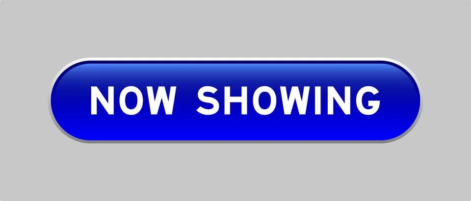 Blue color capsule shape button with word now showing on gray background Stock Illustration