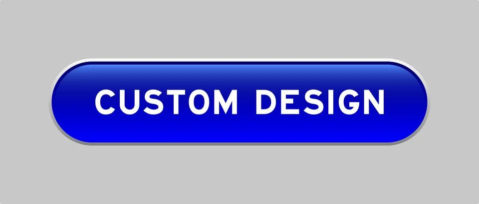 Blue color capsule shape button with word custom design on gray background 스톡 일러스트