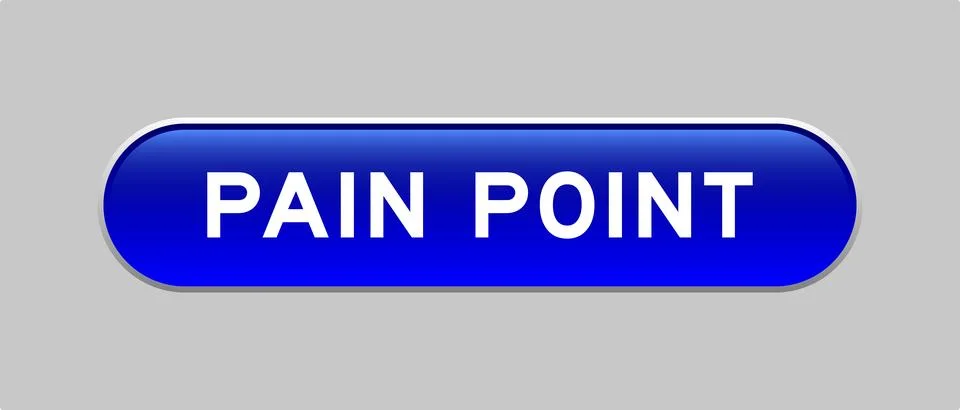 Blue color capsule shape button with word pain point on gray background Illustrazione stock