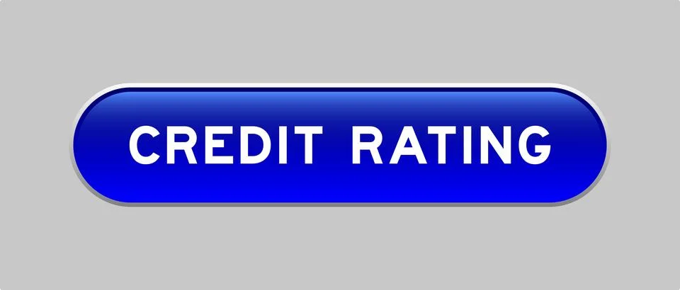 Blue color capsule shape button with word credit rating on gray background Stock Illustration