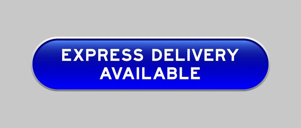 Blue color capsule shape button with word express delivery available on gra.. 스톡 일러스트