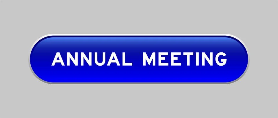 Blue color capsule shape button with word annual meeting on gray background Illustrazione stock
