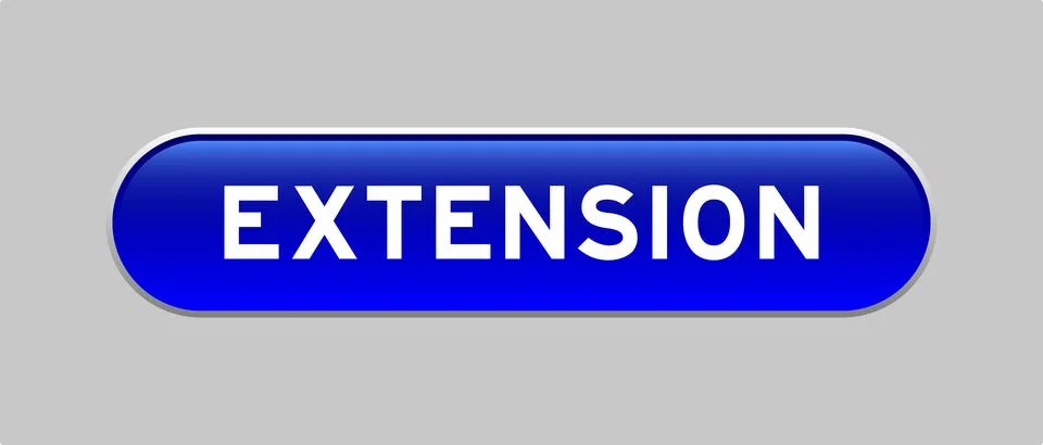 Blue color capsule shape button with word extension on gray background Illustrazione stock