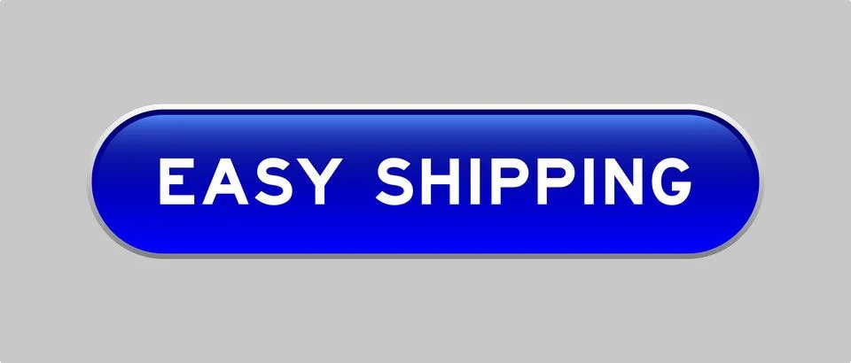 Blue color capsule shape button with word easy shipping on gray background イラスト素材
