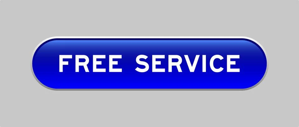 Blue color capsule shape button with word free service on gray background 스톡 일러스트