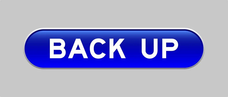 Blue color capsule shape button with word back up on gray background Stock Illustration