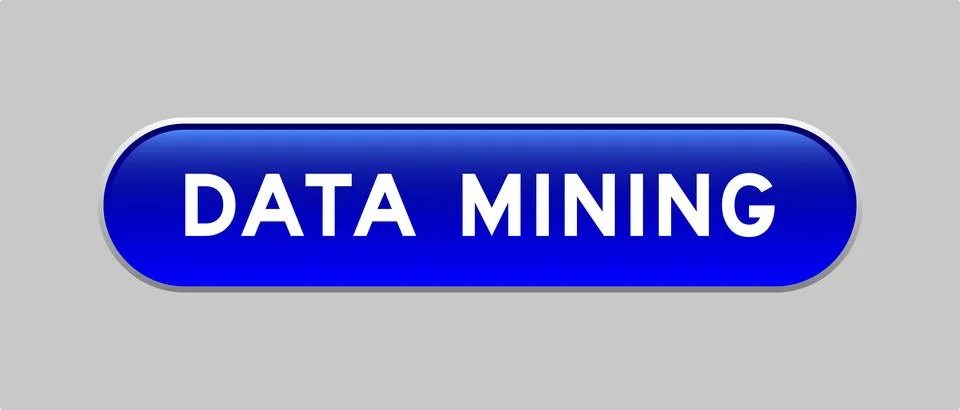 Blue color capsule shape button with word data mining on gray background 스톡 일러스트