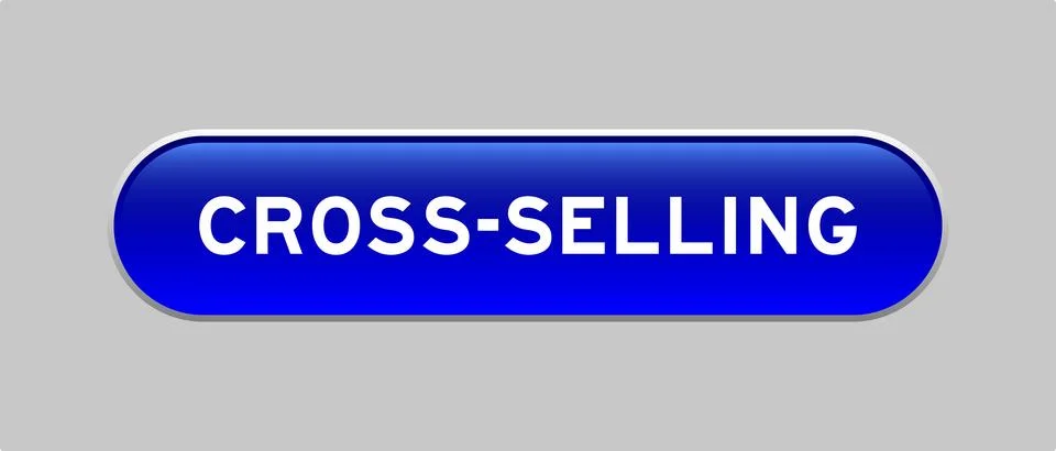 Blue color capsule shape button with word cross selling on gray background イラスト素材