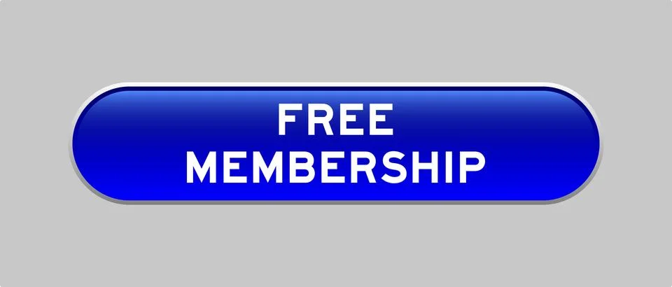 Blue color capsule shape button with word free membership on gray background 스톡 일러스트