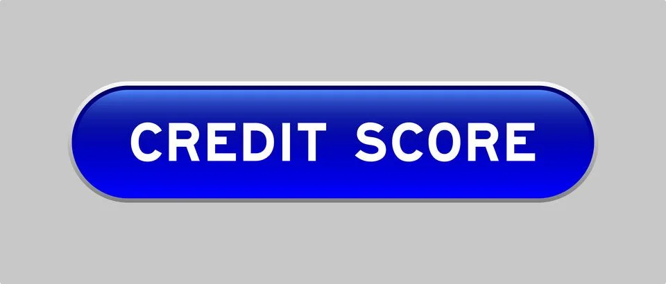 Blue color capsule shape button with word credit score on gray background Stockillustratie