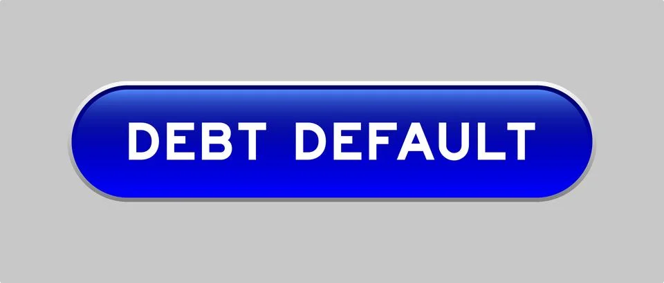 Blue color capsule shape button with word debt default on gray background Illustrazione stock