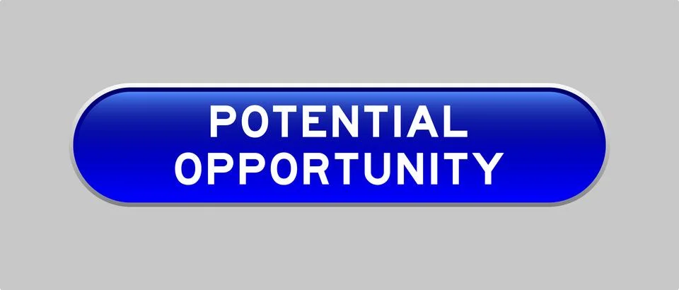 Blue color capsule shape button with word potential opportunity on gray bac.. Stockillustratie