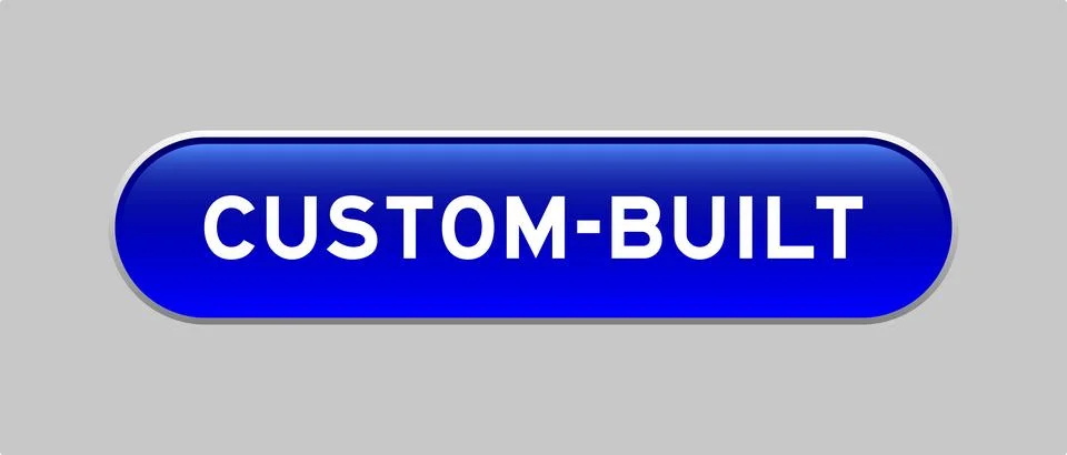 Blue color capsule shape button with word custom built on gray background Stockillustratie