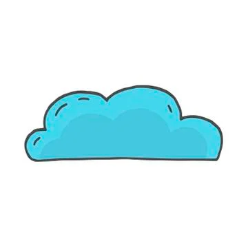 Blue color cloud doodle. vector illustration on white background Stock Illustration