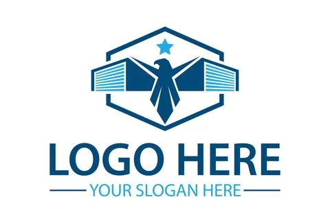 Blue Color Creative Eagle House Real Estate Logo Design	 Stock Illustration