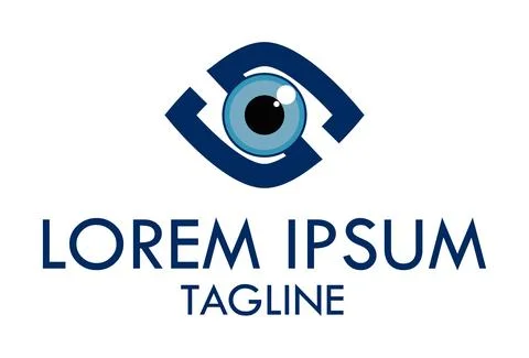 Blue Color Creative Simple Eye Logo Design Stock Illustration