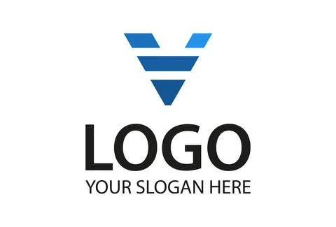 Blue Color Creative Simple Initial Letter V Logo Design	 Stock Illustration