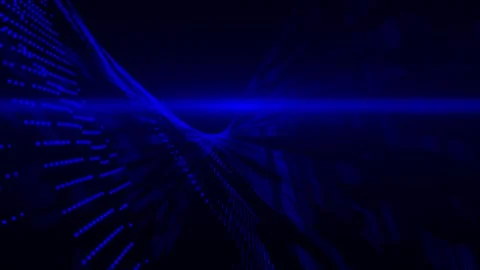Blue color digital data flow particles cyber technology futuristic background Stock Footage 296088771