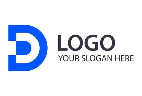 Blue Color Digital Initial Letter Double D Logo Design	 Illustrazione stock