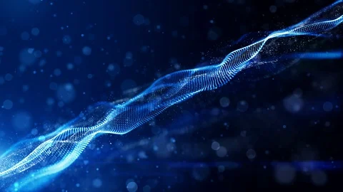 Blue color digital particles wave flow cyberspace abstract motion technology Stock Footage 111360650