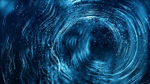 Blue color digital particles wave flow and twist abstract motion technology b Stock Footage 111361694